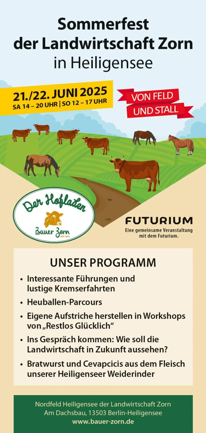 Bauer Zorn - Der Hofladen - Sommerfest am 21. und 22. Juni 2025