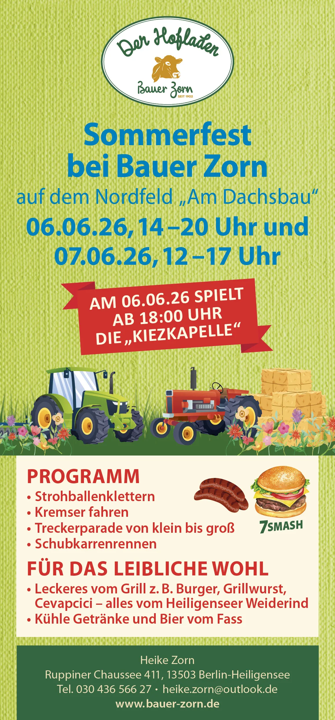 Bauer Zorn - Der Hofladen - Sommerfest-Flyer